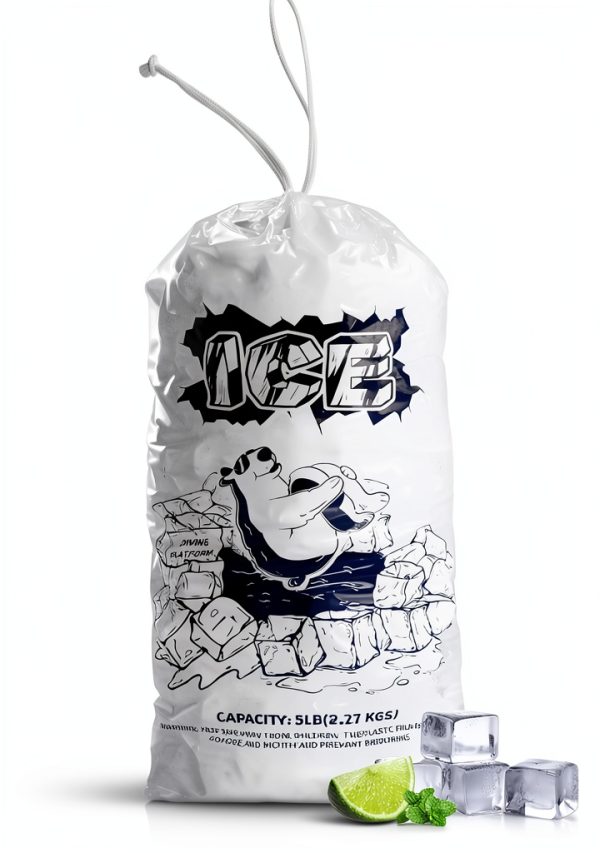 FireKylin Ice Bags 5lb with Drawstring,50 Pack Plastic Ice Bags for Ice Storage-0